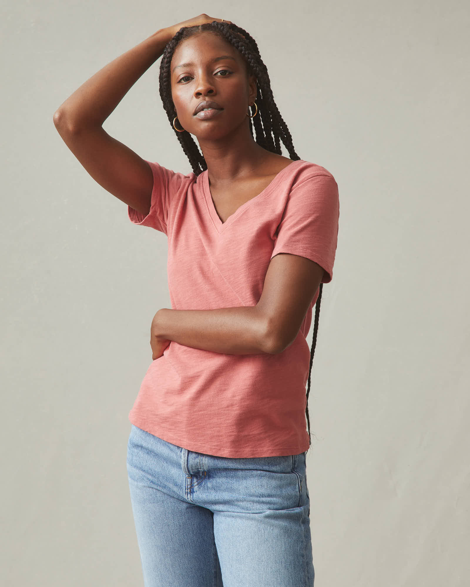 Women's Premium Slub V-Neck Tee - Red Terra - Image 2