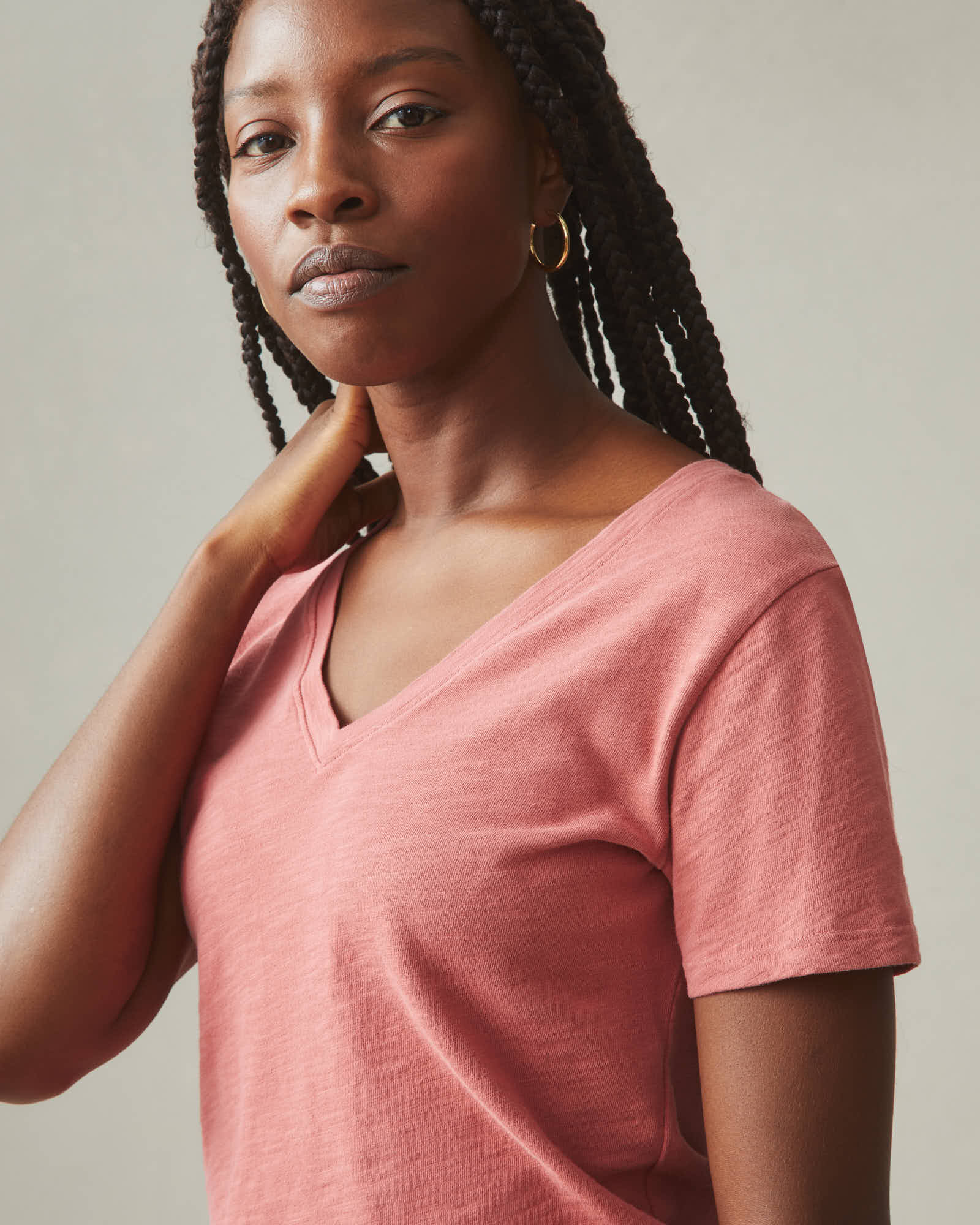 Women's Premium Slub V-Neck Tee - Red Terra - Image 3
