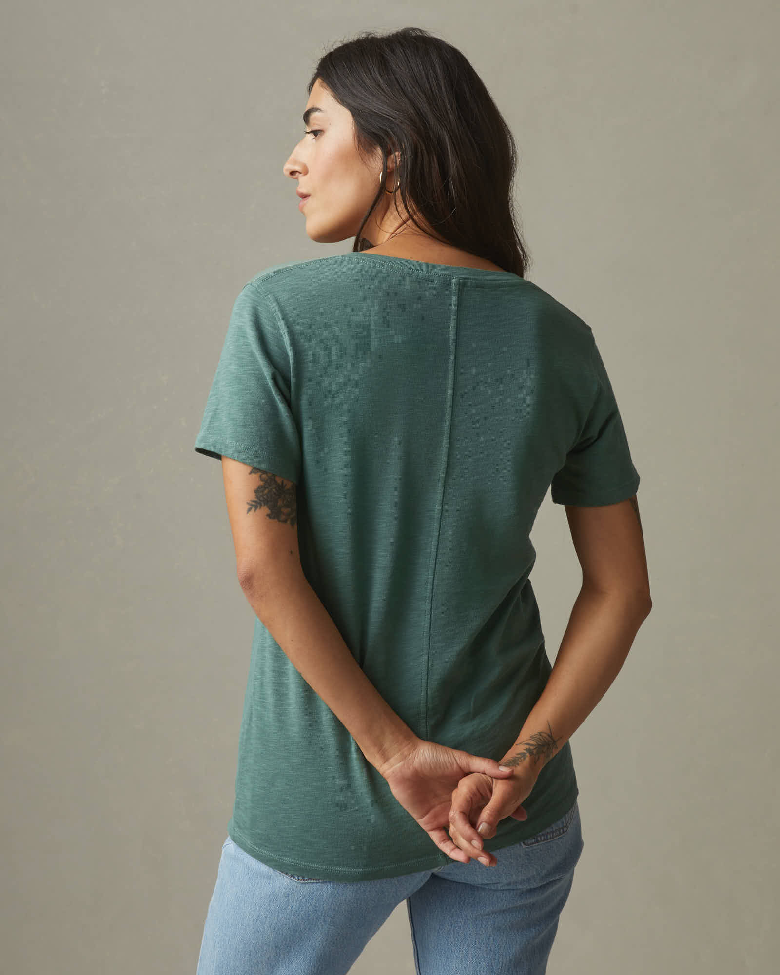 Women's Premium Slub V-Neck Tee - Sagebrush Green - Image 3