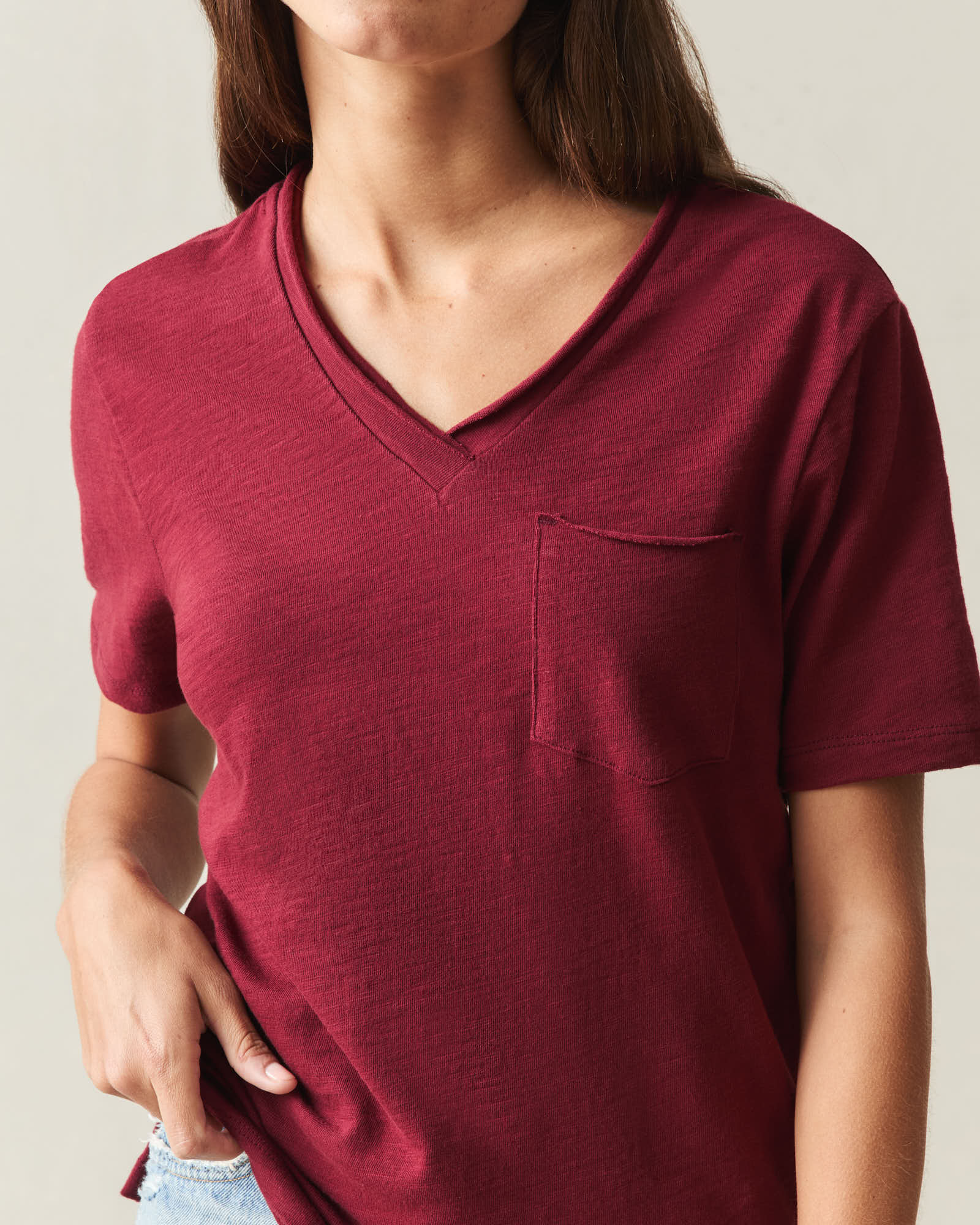Women's Premium Slub Pocket Tee  - Syrah - Image 5