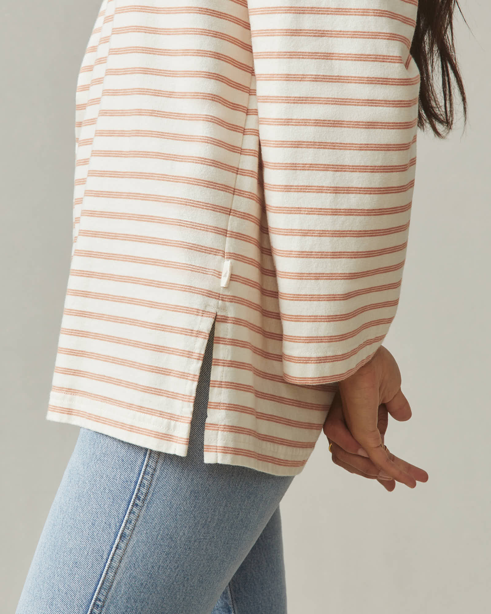 Women's Relaxed Cotton Long Sleeve - Striped - Cork Stripe - Image 4