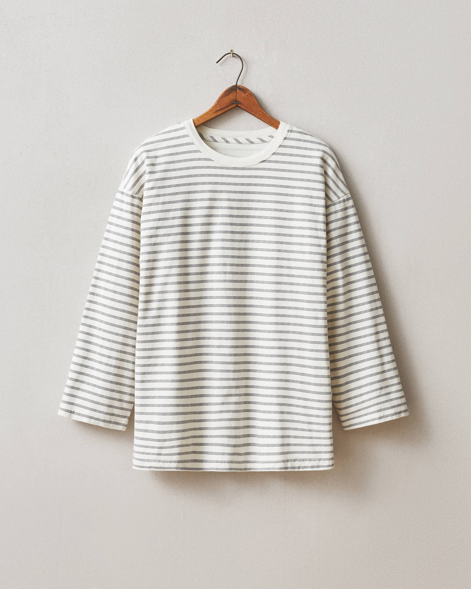 Women's Relaxed Cotton Long Sleeve - Striped - Flint Stone Stripe - Image 6