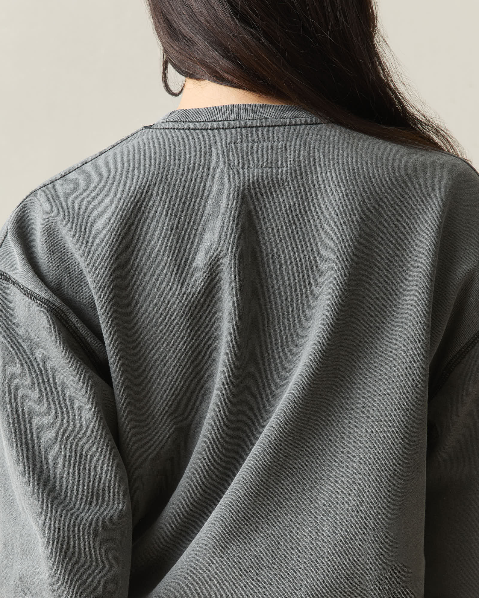 Women's Relaxed French Terry Crew - Grey Pinstripe - Image 5