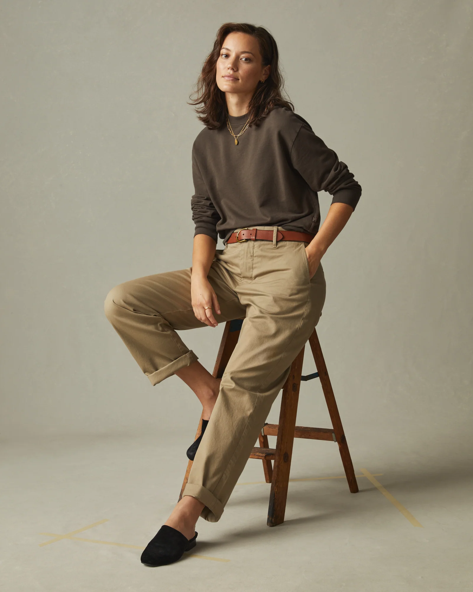 Women's Relaxed French Terry Sweatshirt - Oak - Image 5