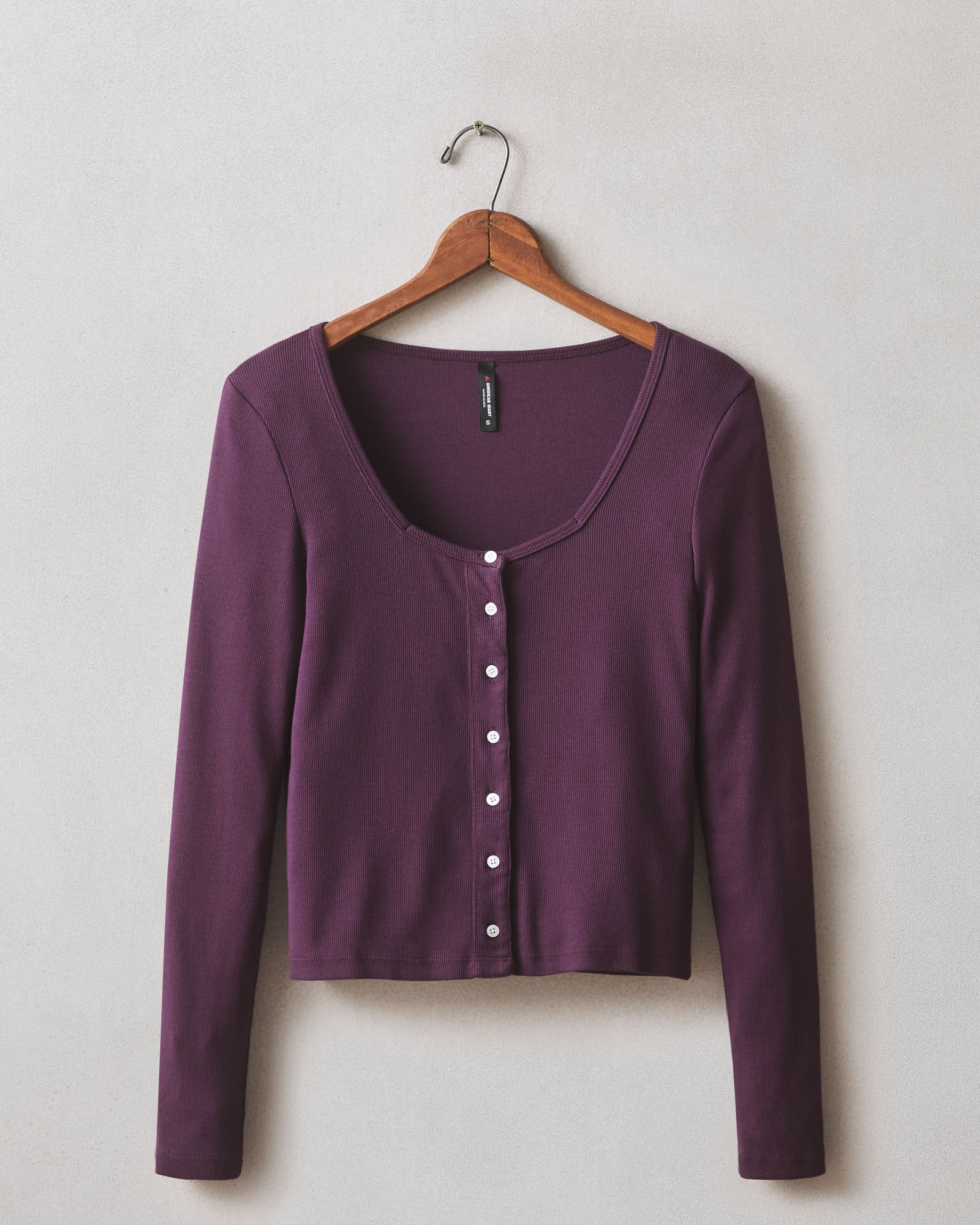 Women's Luxe Rib Square Neck Cardigan - Italian Plum - Image 5