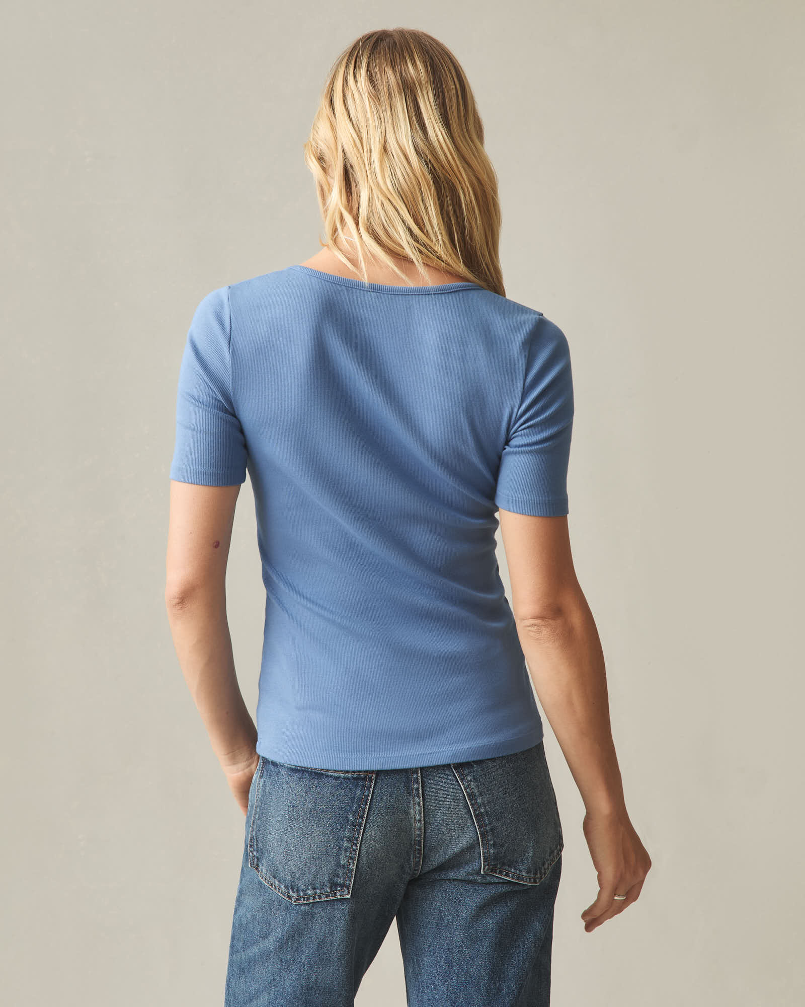 Women's Luxe Rib Square Neck Tee - Quiet Harbor - Image 3