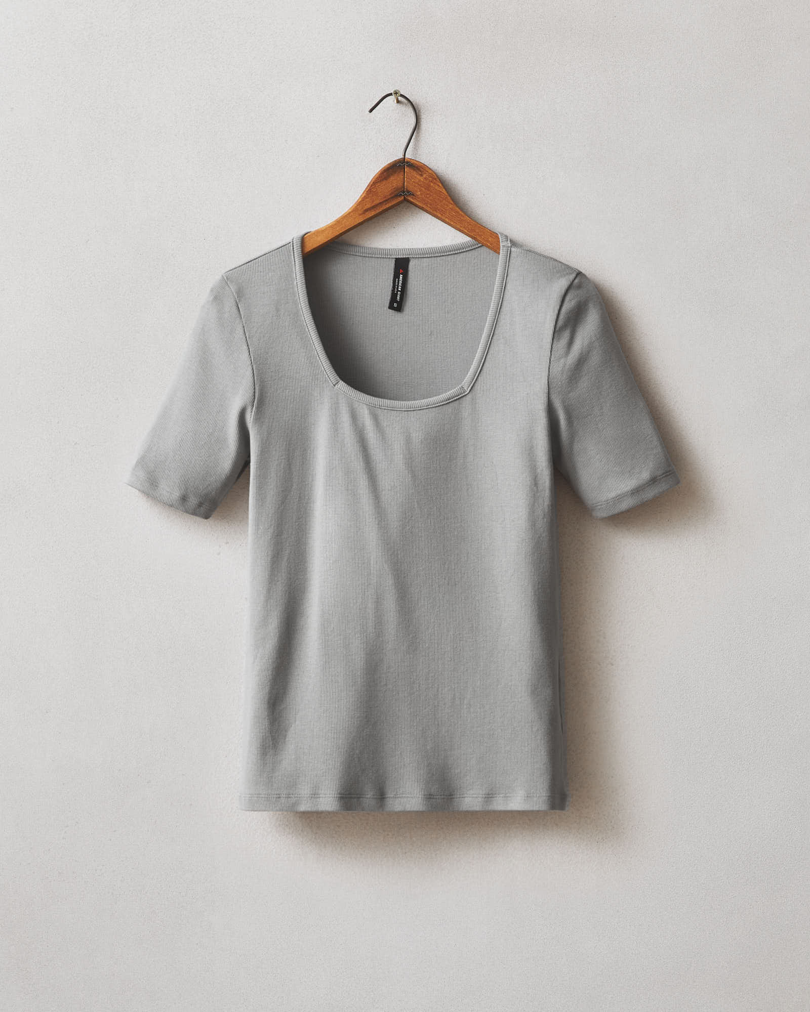 Women's Luxe Rib Square Neck Tee - Silent Storm