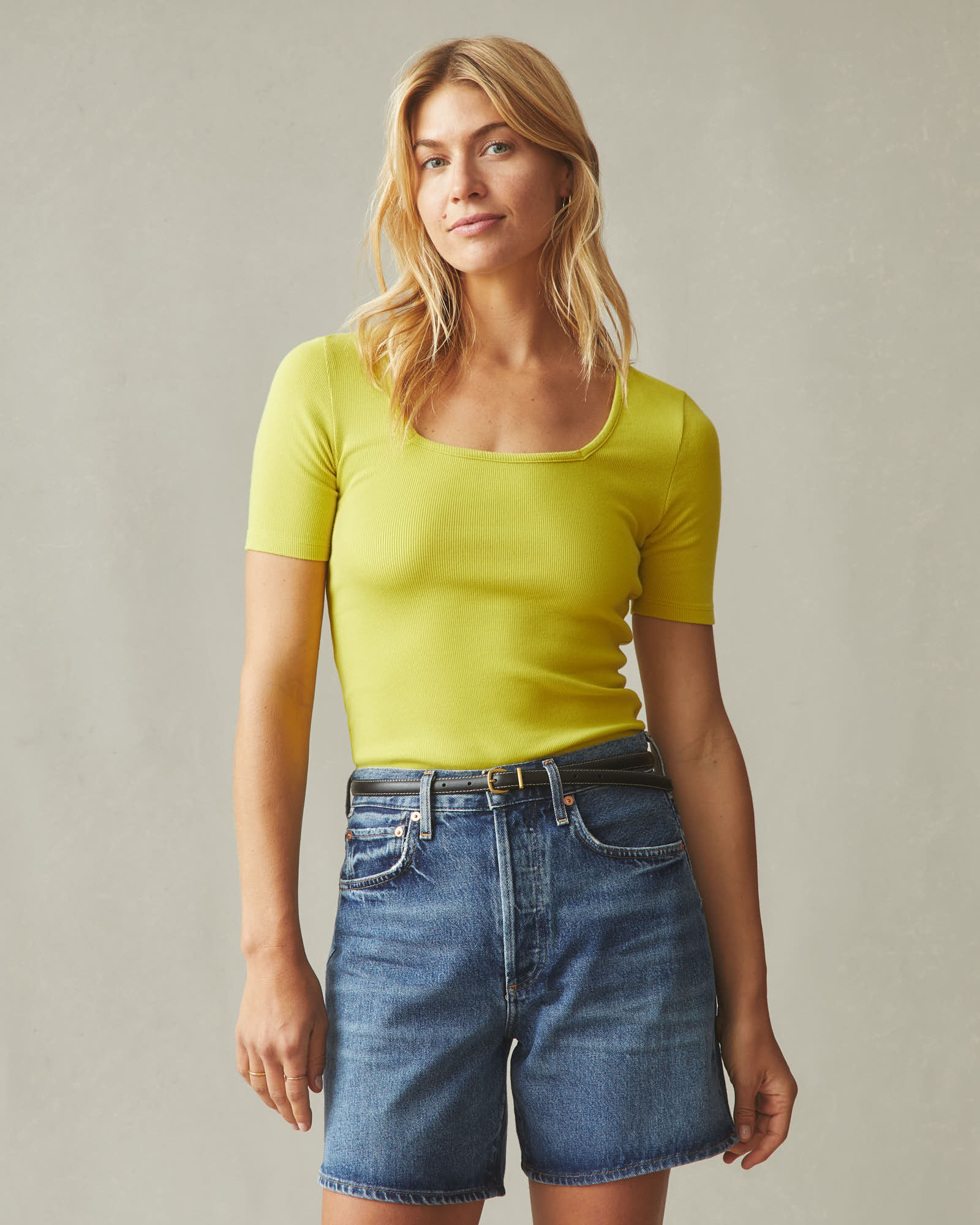 Women's Luxe Rib Square Neck Tee - Snake Eye - Image 2