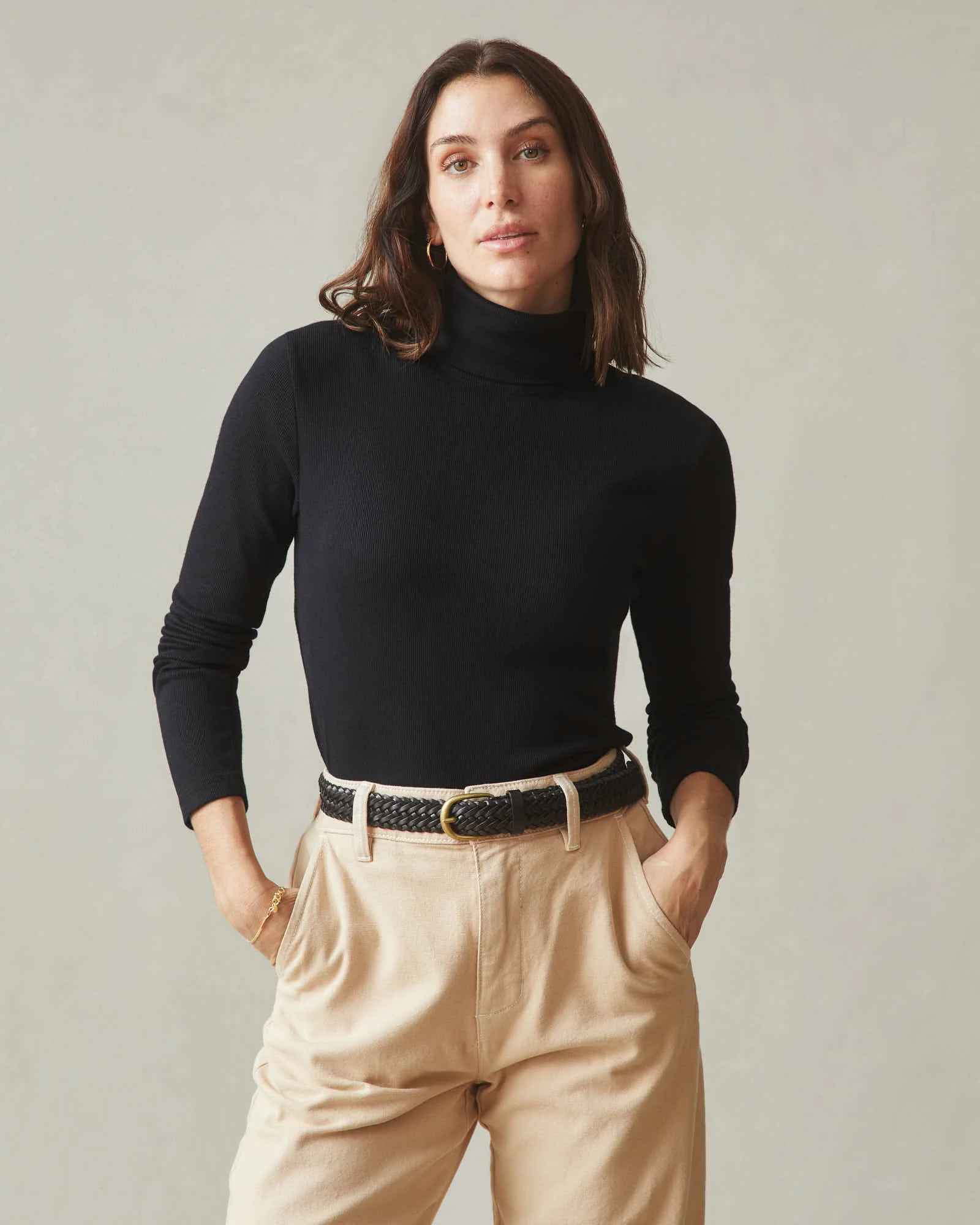 Women's Luxe Rib Turtleneck - Black - Image 2