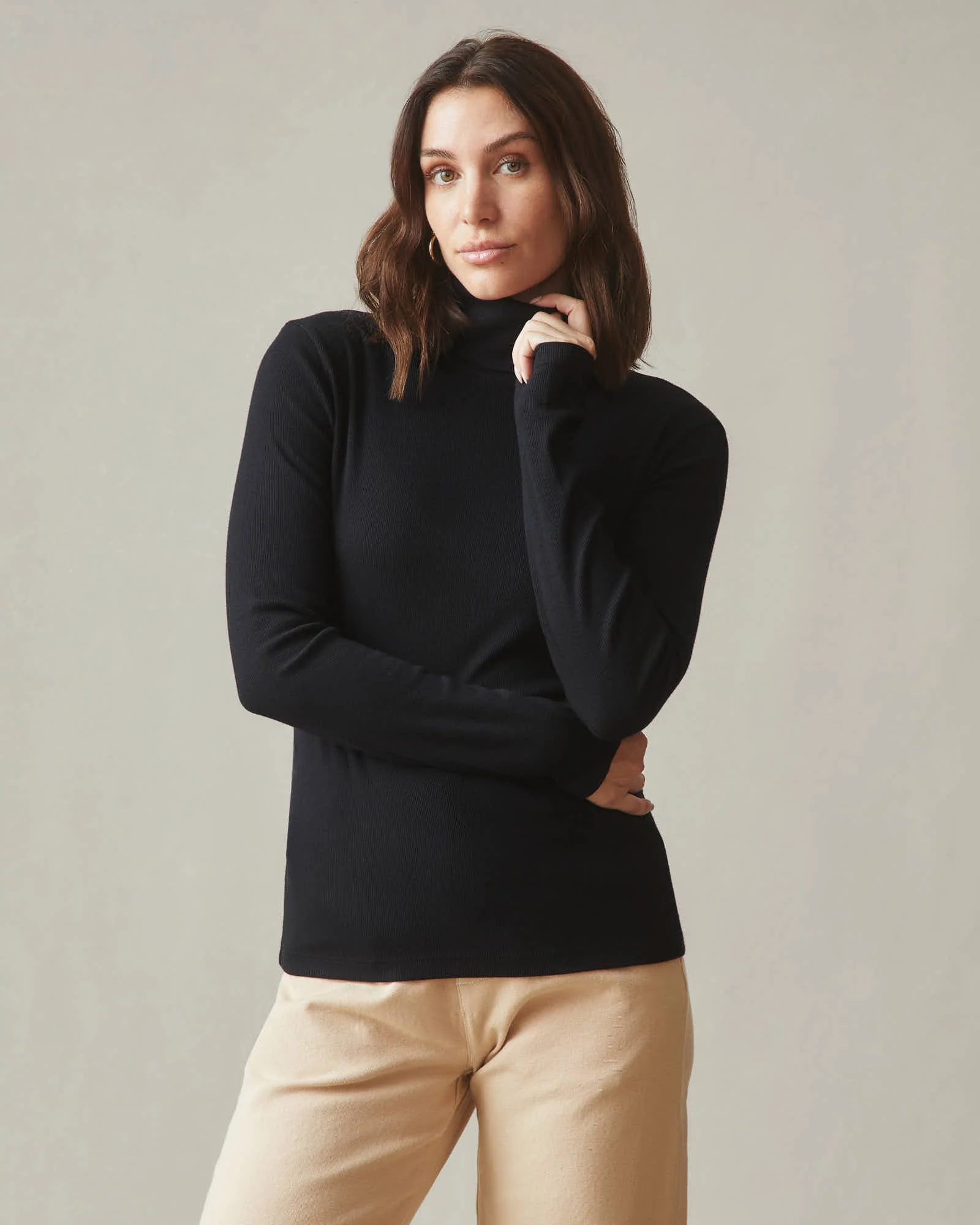 Women's Luxe Rib Turtleneck - Black - Image 6