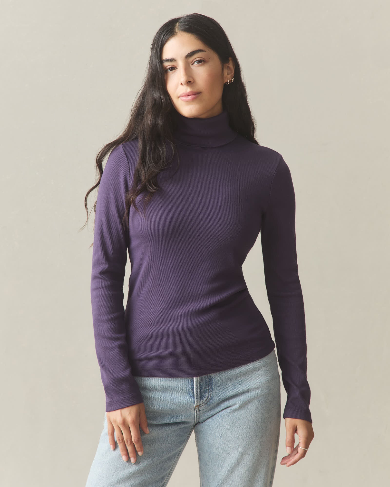 Women's Luxe Rib Turtleneck - Purple Velvet - Image 2