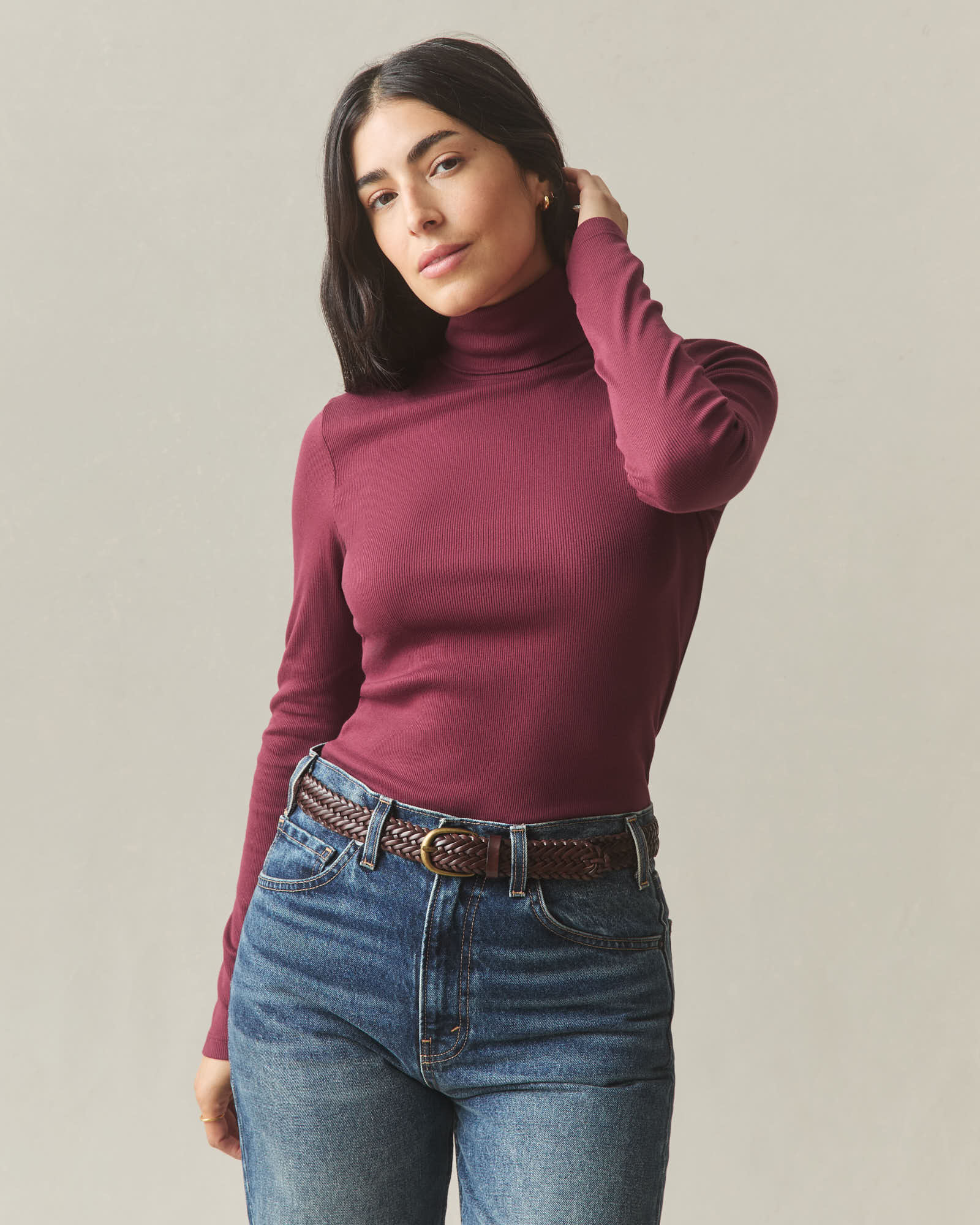 Women's Luxe Rib Turtleneck - Zinfandel - Image 2