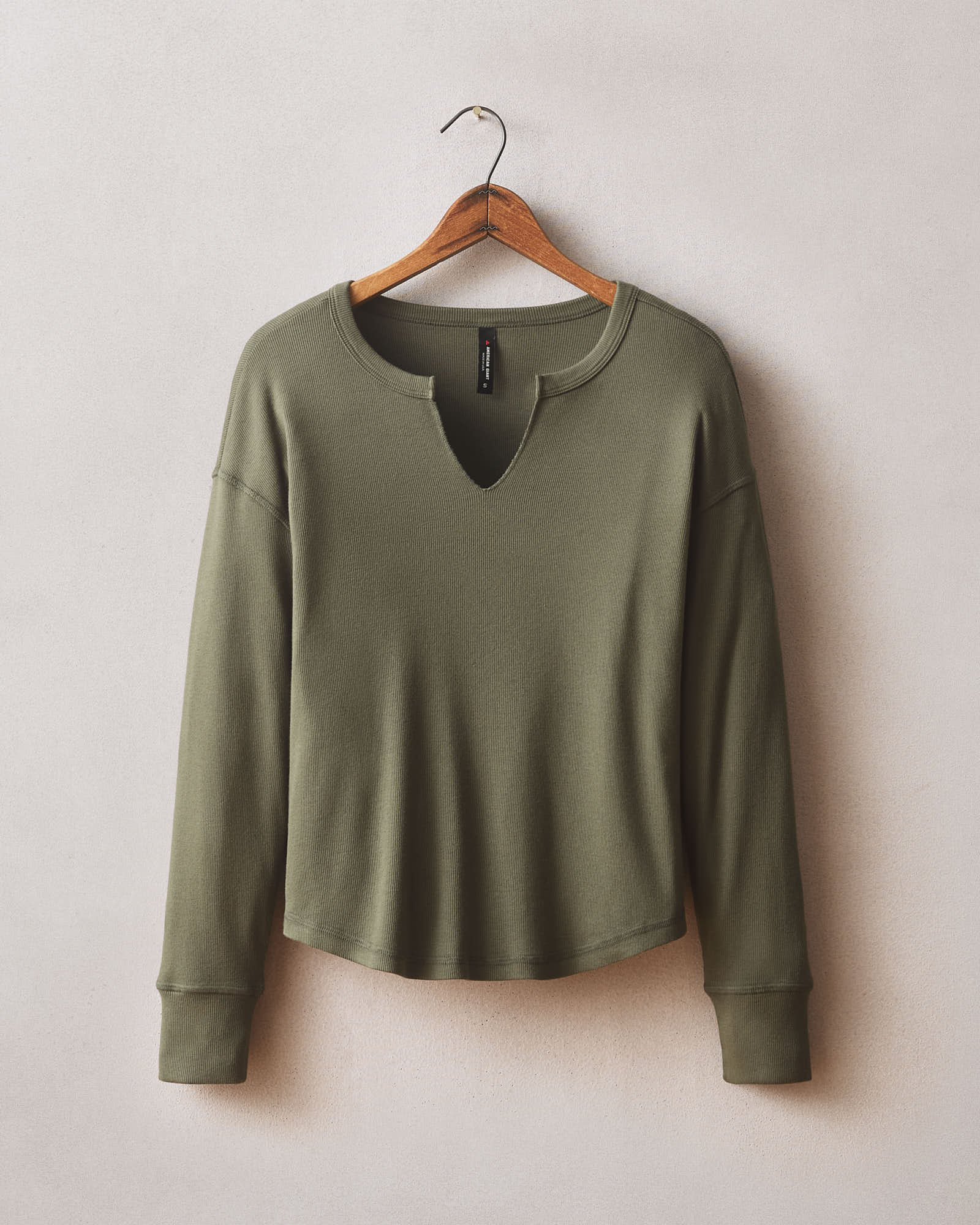 Women's Luxe Rib V-Notch Long Sleeve - Loden