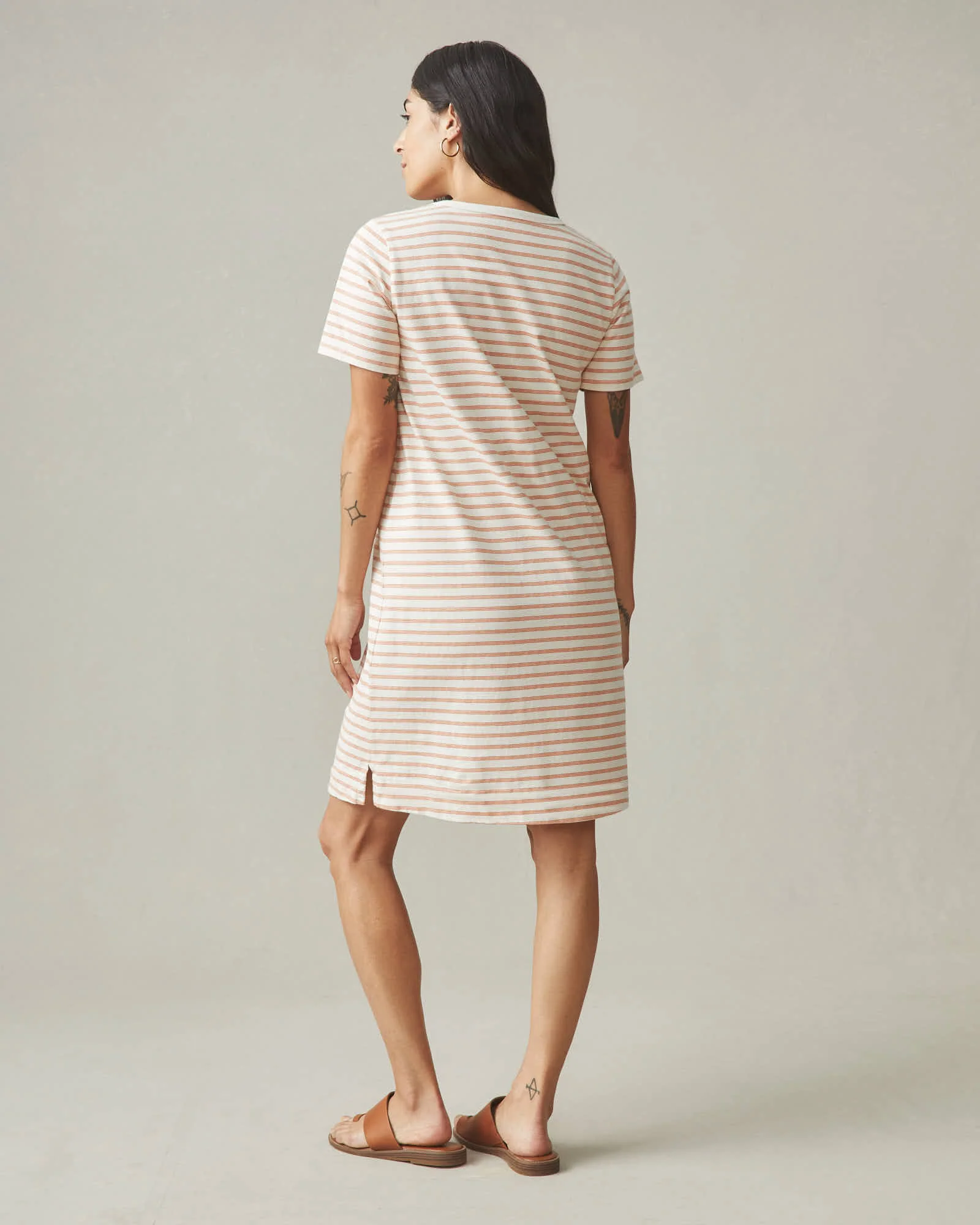 Women's T-Shirt Dress - Striped - Cork Stripe - Image 4