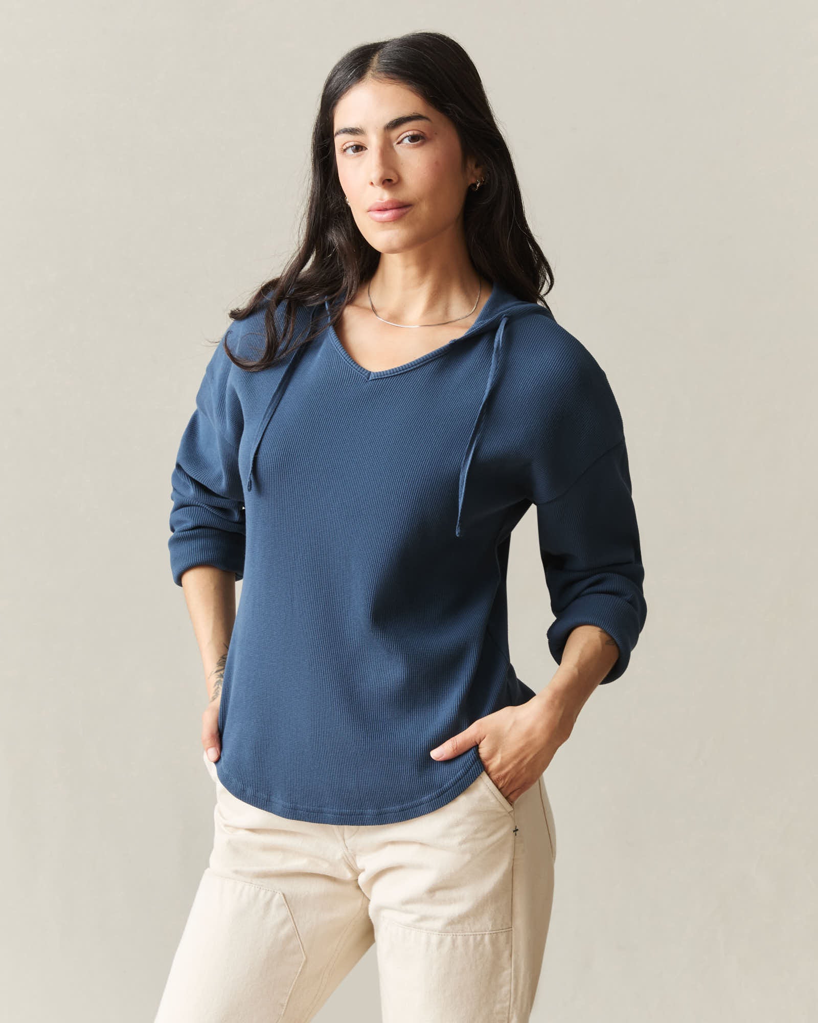 Women's Thermal Hoodie - Dark Denim - Image 2