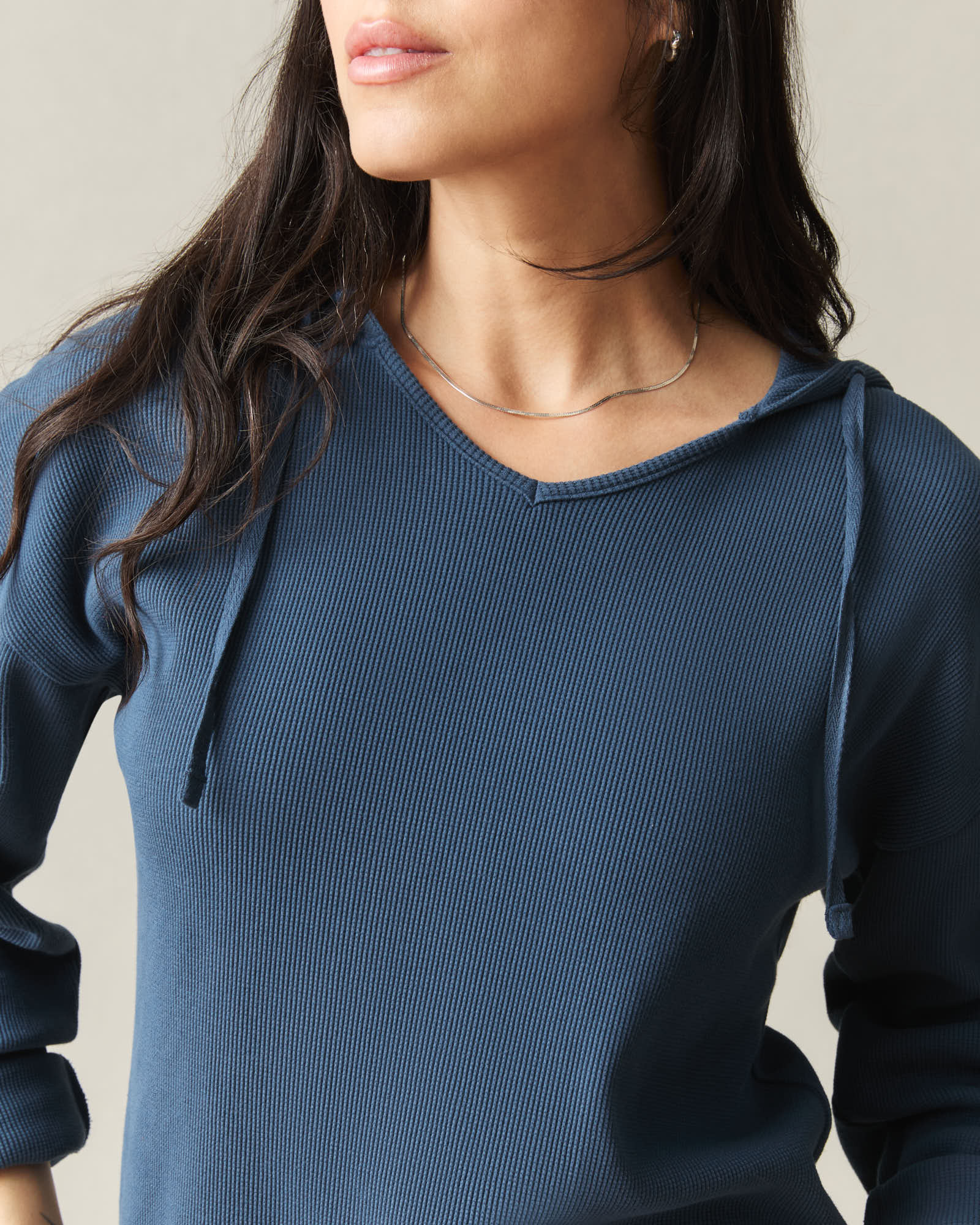 Women's Thermal Hoodie - Dark Denim - Image 5