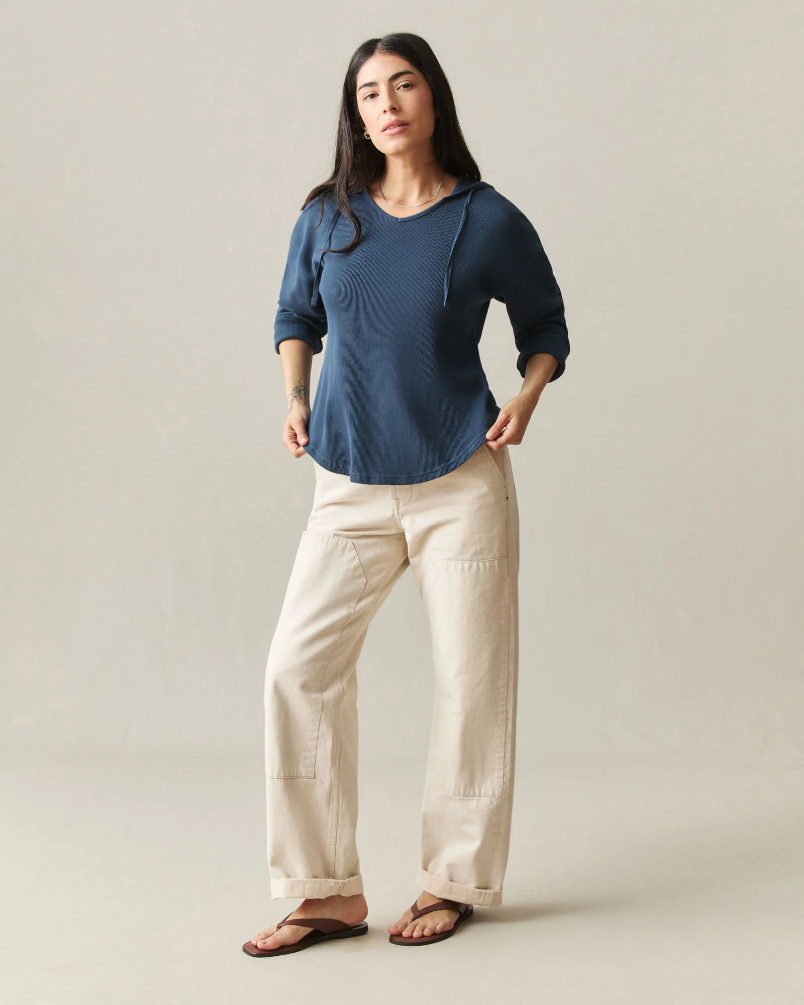 Women's Thermal Hoodie - Dark Denim - Image 7