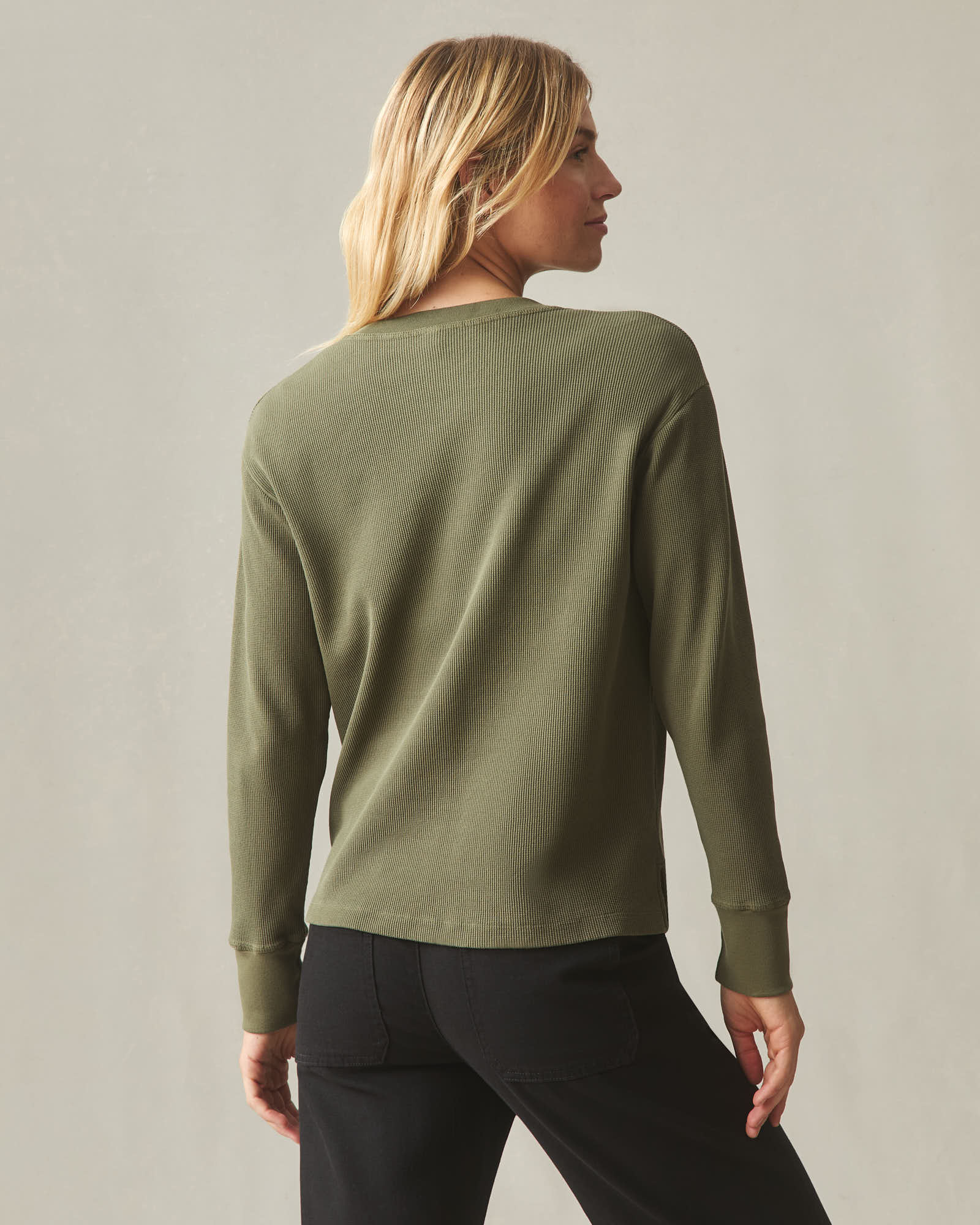 Women's Thermal Henley - Olive - Image 4