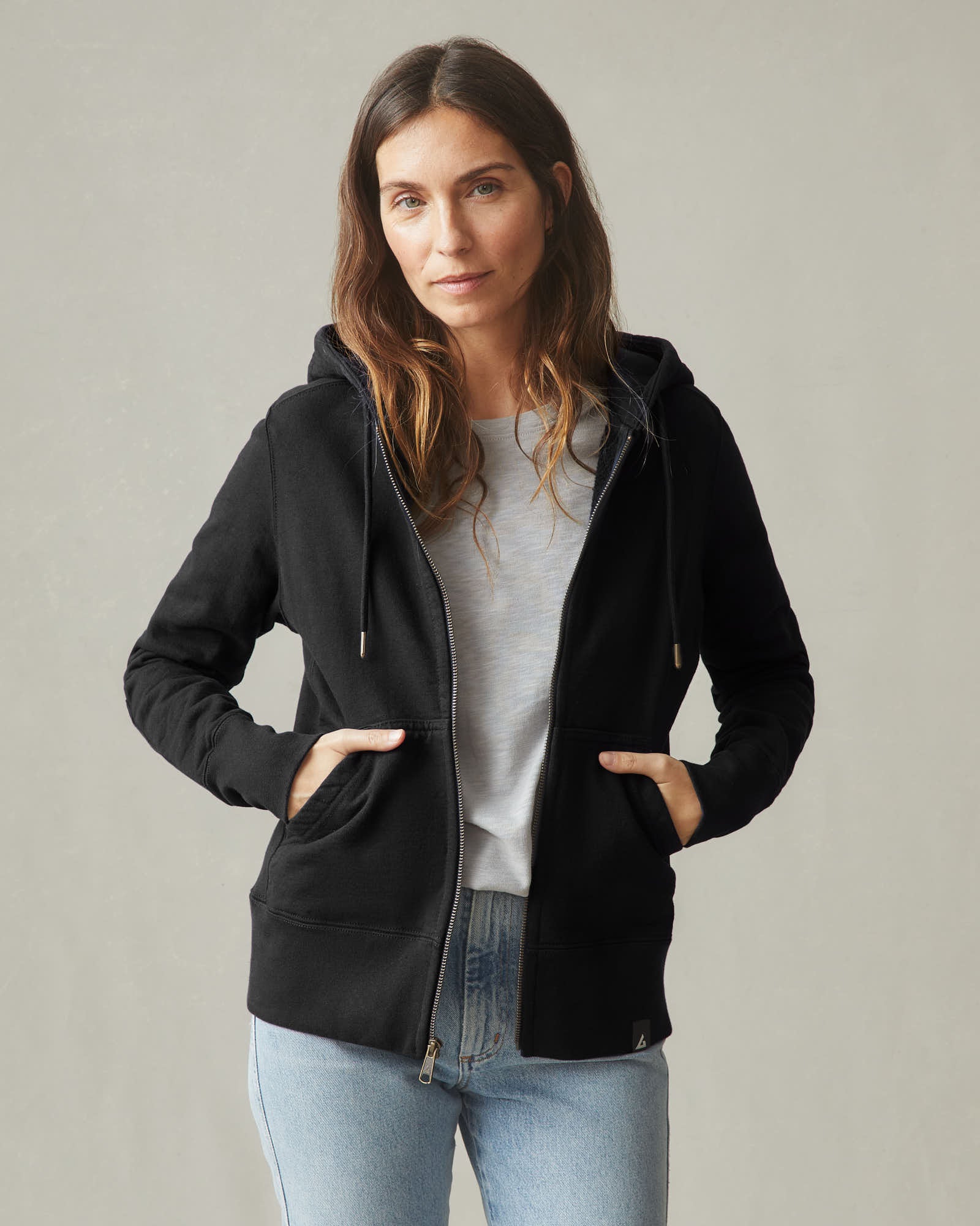 Women's Classic Full Zip USA Embroidery - Black - Image 3