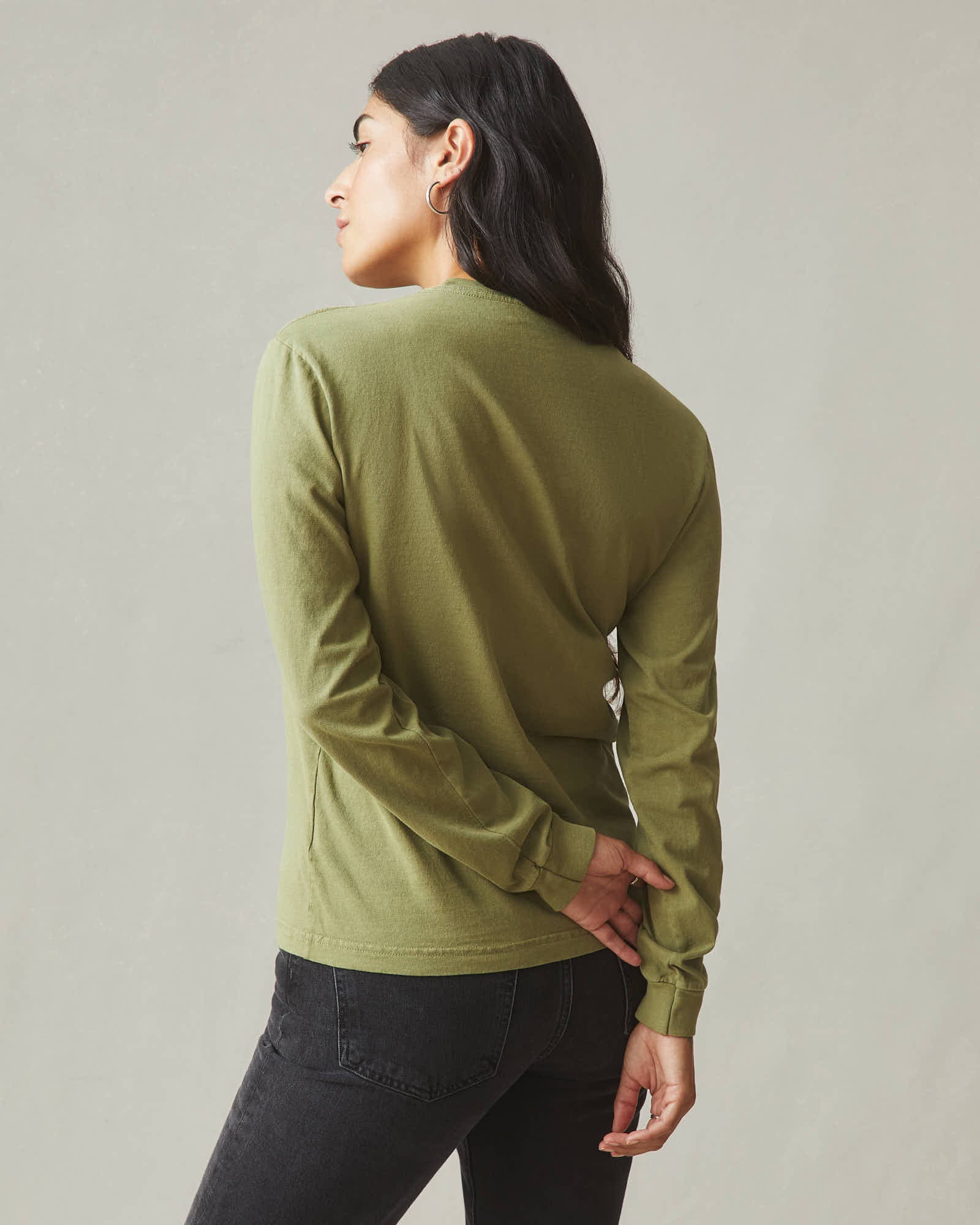 Women's Vintage Crew Long Sleeve Tee - Washed Capulet Olive - Image 4
