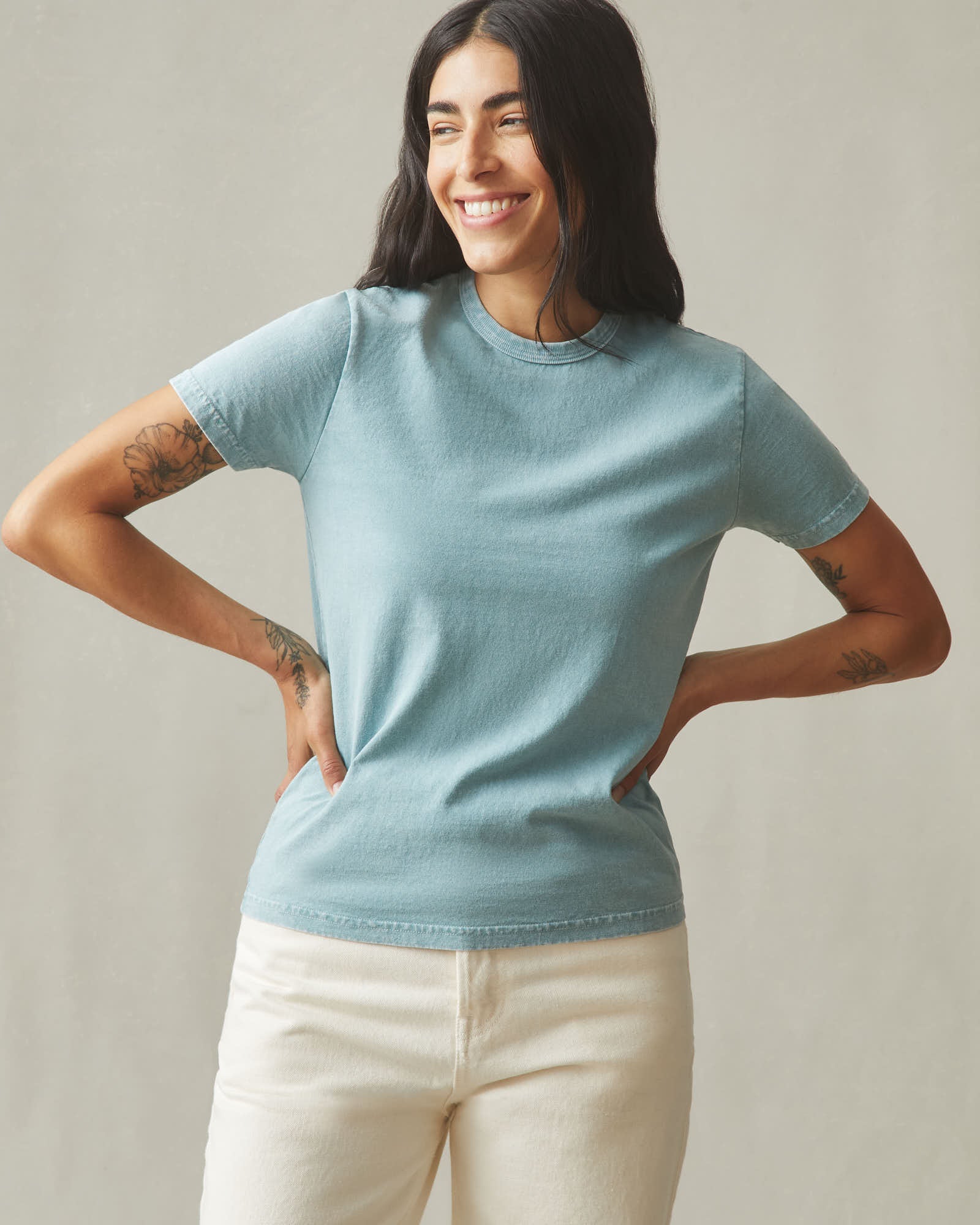 Women's Vintage Crew Tee - Mineral Wash Blue Mineral - Image 5