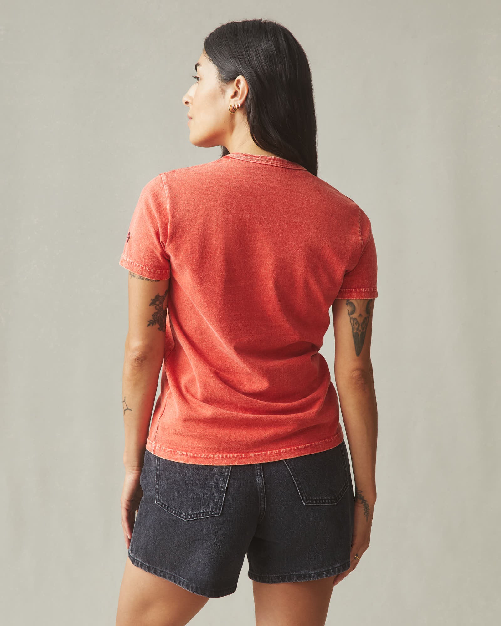 Women's Vintage Crew Tee - Mineral Wash Crimson - Image 3