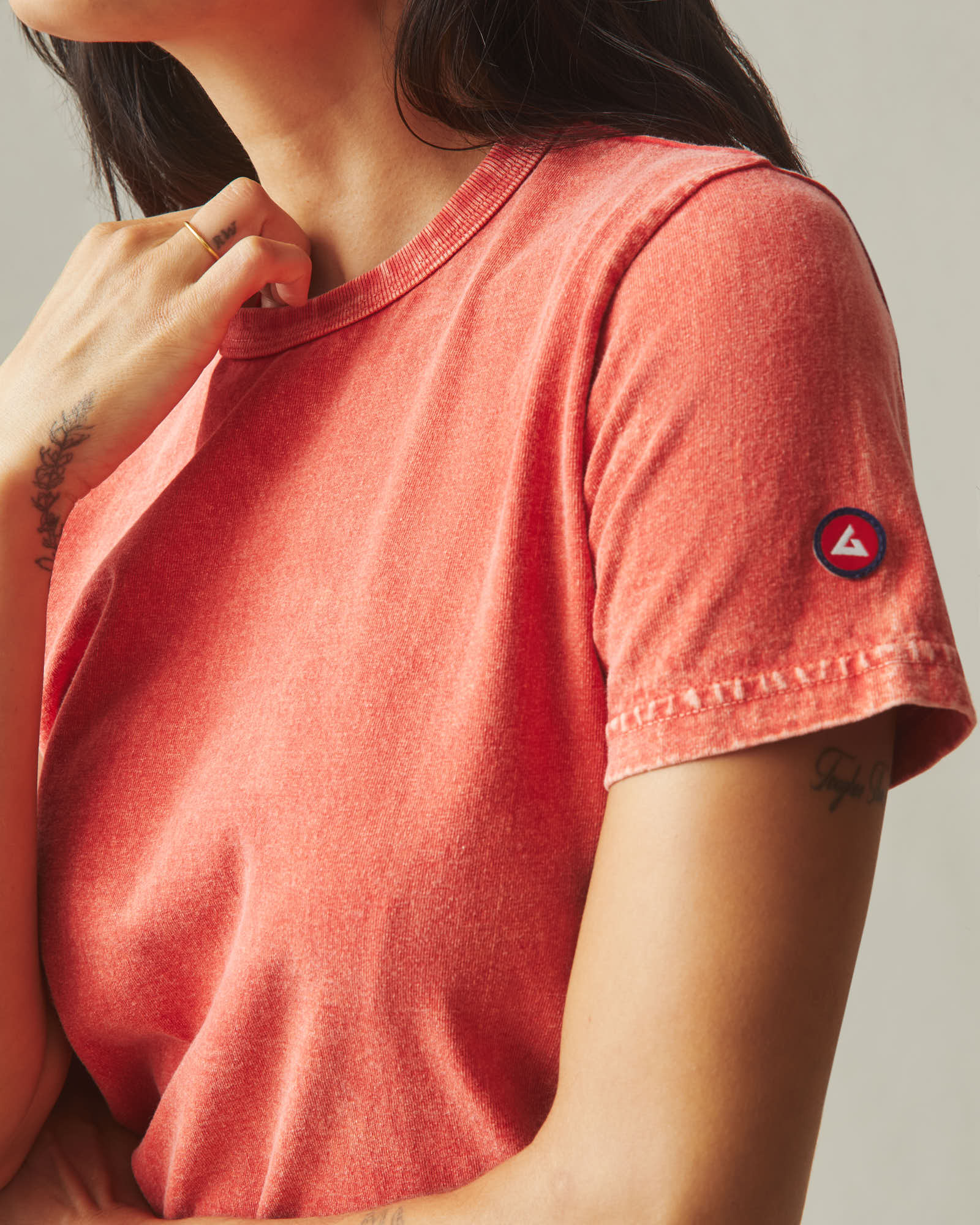 Women's Vintage Crew Tee - Mineral Wash Crimson - Image 4